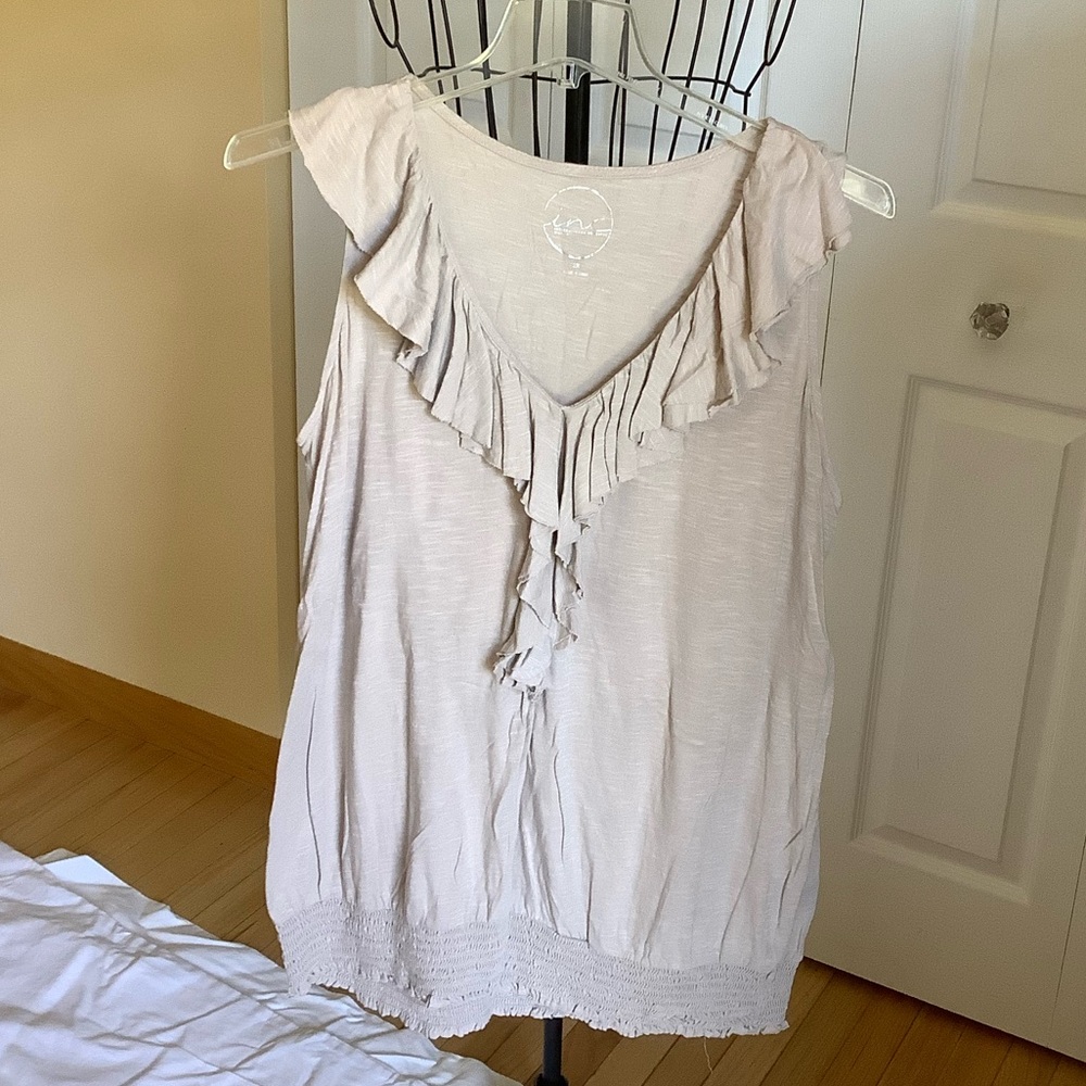 INC International Concepts Cream Ruffled Blouse